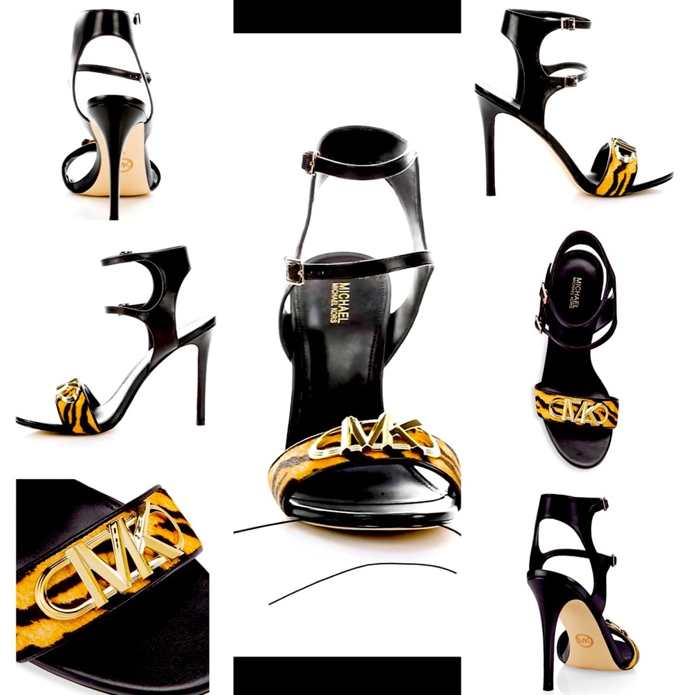 Michael Kors Open Toe Tiger Print Multi Straps Sandals